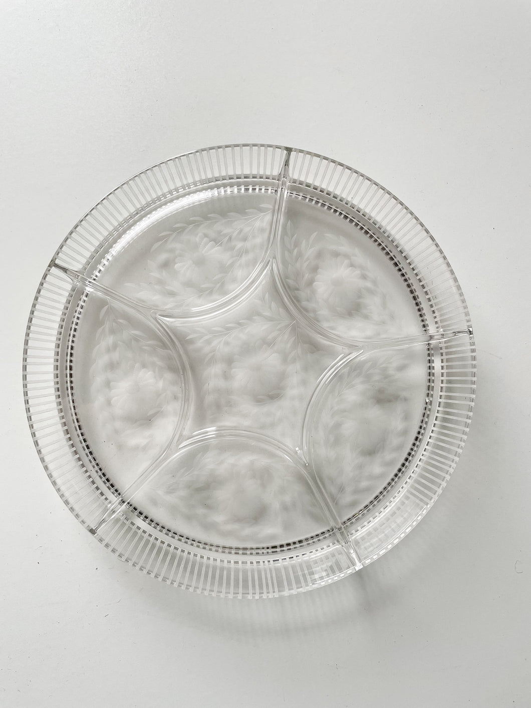 Six Sectioned Anchor Hocking Clear Glass Divided Dish Tray