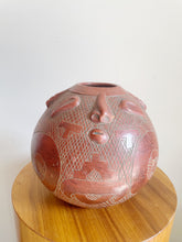 Load image into Gallery viewer, Vintage Marajoara Terra Cotta Amazon Brazil Red Clay Face Pottery Pot Vase 
