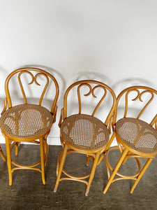 Thonet 1950s Rattan Bar Stools witch Cane Seats