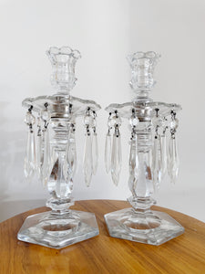 Pair of Heisey Crystal  Candlesticks