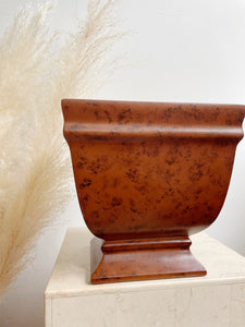 Faux Burled Wood Footed Planter