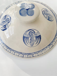 Ceramic Crane Motif Lidded Bowl