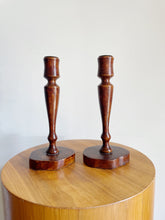 Load image into Gallery viewer, Wooded Carved Candlestick Holders
