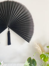 Load image into Gallery viewer, Large Black Bamboo Wall Fan
