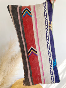 Wool Kilim Rug Pillow 12in x 24in