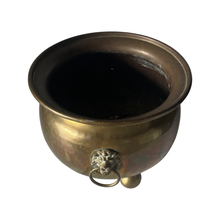 Load image into Gallery viewer, Hammered Brass Lion Head Footed Planter
