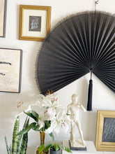 Load image into Gallery viewer, Large Black Bamboo Wall Fan
