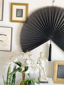 Large Black Bamboo Wall Fan