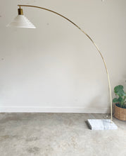 Load image into Gallery viewer, Vintage Italian Harvey Guzzini Style Brass &amp; Carrara Marble Arc Floor Lamp
