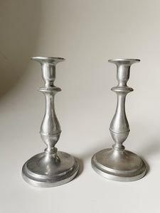 Pair of Pewter Candlestick Holders