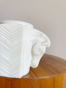 Vintage Milk Glass MacBeth Evans Double Horse Head Vase