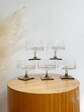 Load image into Gallery viewer, Vintage Linear Smoke Crystal Coupe Glasses- Set of Eight- ROSENTHAL
