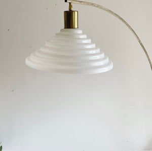 Vintage Italian Harvey Guzzini Style Brass & Carrara Marble Arc Floor Lamp