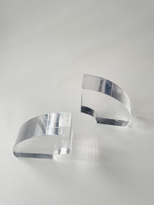 Curved Astronte Lucite Bookends by Ritts Co. Of Los Angeles