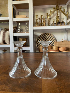 Glass Candle Stick Pair