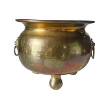 Load image into Gallery viewer, Hammered Brass Lion Head Footed Planter
