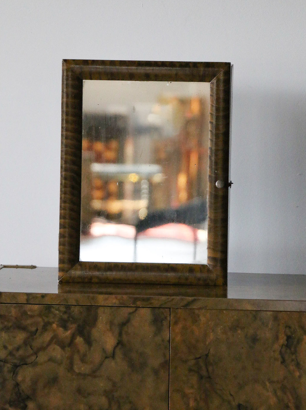 Handmade Arts and Crafts Tigerwood  Mirror with Storage