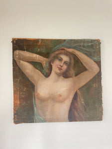 Antique Nude Portrait on Canvas