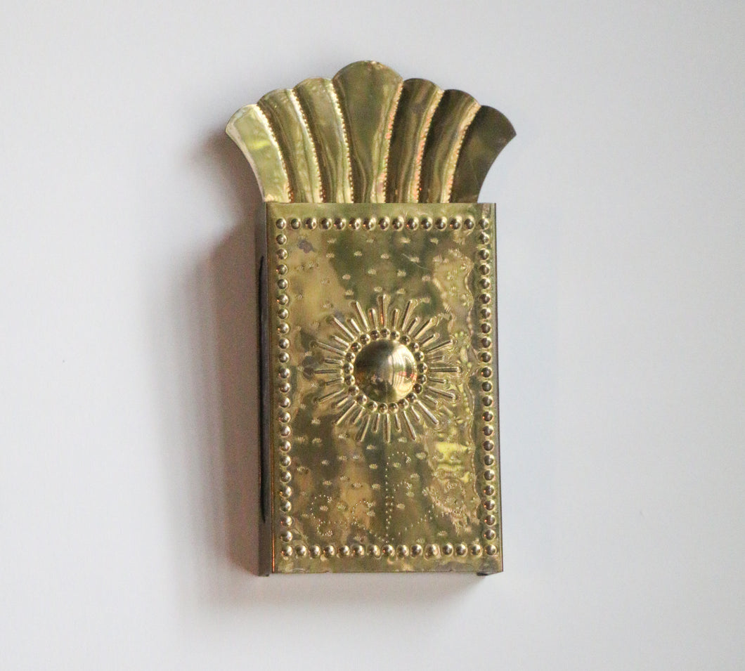 Brass Match Box Holder Made In Sweden