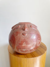 Load image into Gallery viewer, Vintage Marajoara Terra Cotta Amazon Brazil Red Clay Face Pottery Pot Vase 
