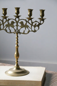 Brass Candelabra with Lion Detail