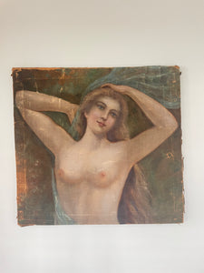 Antique Nude Portrait on Canvas