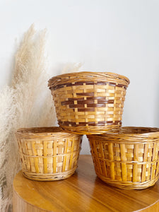 Set of Three Woven Planter Baskets