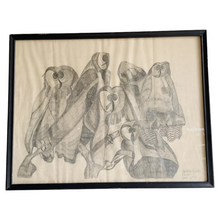 Load image into Gallery viewer, Framed Owl Drawing dated 1972
