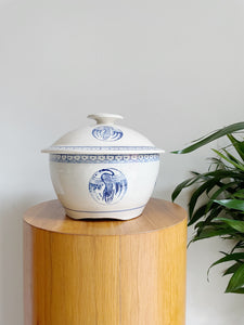 Ceramic Crane Motif Lidded Bowl