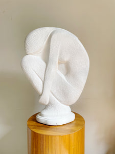 Mid Century Vintage Abstract Female Nude Study in White Plaster Unsigned.