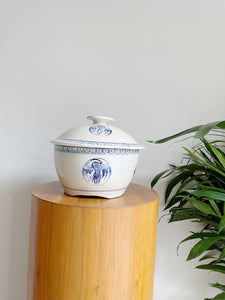 Ceramic Crane Motif Lidded Bowl