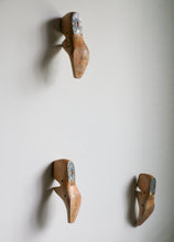 Load image into Gallery viewer, Rustic Wood Shoe Forms / Unique Candlestick Holders Circa  1948
