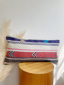 Wool Kilim Rug Pillow 12in x 24in