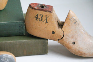 Rustic Wood Shoe Forms / Unique Candlestick Holders Circa  1948