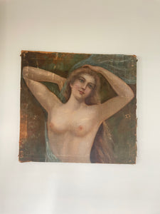 Antique Nude Portrait on Canvas