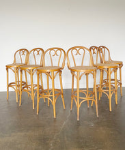 Load image into Gallery viewer, Thonet 1950s Rattan Bar Stools witch Cane Seats
