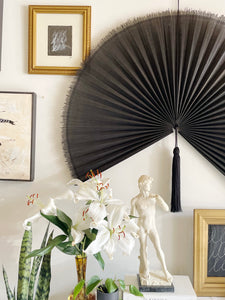 Large Black Bamboo Wall Fan