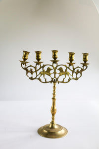 Brass Candelabra with Lion Detail