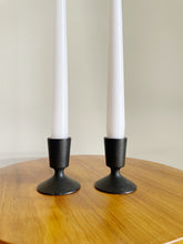 Load image into Gallery viewer, Mid Century Modern Metal Lenox Candlestick Holders
