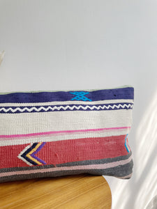 Wool Kilim Rug Pillow 12in x 24in