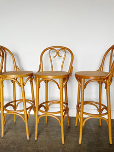 Thonet 1950s Rattan Bar Stools witch Cane Seats