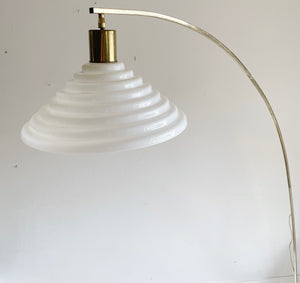 Vintage Italian Harvey Guzzini Style Brass & Carrara Marble Arc Floor Lamp