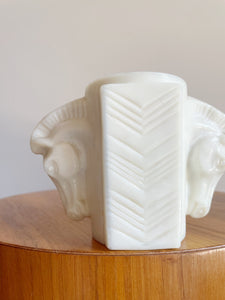 Vintage Milk Glass MacBeth Evans Double Horse Head Vase