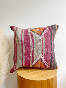 Wool Kilim Rug Pillow 17in x 17in