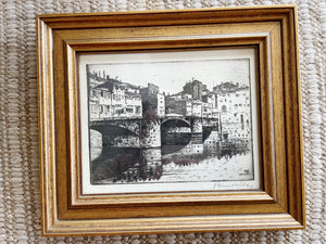 Original 1923 Etching, Ponte Vecchio, Florence