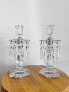 Pair of Heisey Crystal  Candlesticks