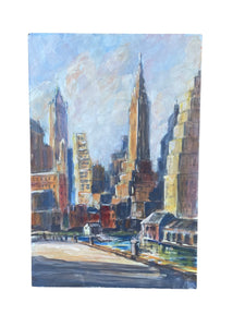 Original Cityscape Painting on Board