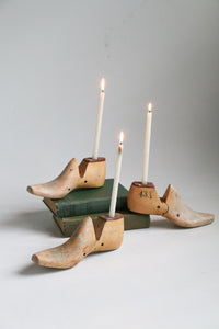 Rustic Wood Shoe Forms / Unique Candlestick Holders Circa  1948