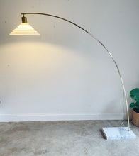 Load image into Gallery viewer, Vintage Italian Harvey Guzzini Style Brass &amp; Carrara Marble Arc Floor Lamp
