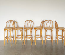 Load image into Gallery viewer, Thonet 1950s Rattan Bar Stools witch Cane Seats
